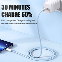 Câble de charge rapide USB-C double tête PD 60W en nylon tressé avec gaine TPE pour smartphones et accessoires informatiques 1M