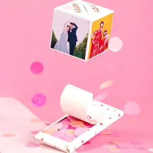 Creatieve Diy Bom Fotokaart Hot Sale Explosie Boxen Valentijnsdag Verrassing Confetti Geschenkdoos Met Scheurende Lijn