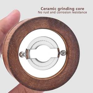 Moulins à sel et à poivre manuels en bois Réglable Cuisine Barbecue Dispositifs de broyage d'épices Différents niveaux de finesse - Product Image 3