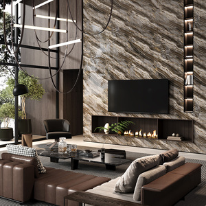 Azulejos de mármol chapados en oro de Foshan, azulejos de pared de baño y suelo esmaltados de seda dorada antideslizante de cuerpo completo de 800x800 para <span class=keywords><strong>restaurante</strong></span> de invitados - Product Image 5