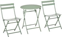 Ensemble de meubles de jardin pliants 1 table ronde et 2 chaises de patio avec cadre en acier et dossier pour balcon et patio