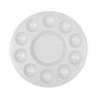 Palette de peinture d'artiste acrylique en plastique de 10 puits en gros palette blanche ronde pour les arts d'aquarelle d'huile