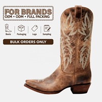 CHENO OEM ODM Bottes de cow-boy pour femmes vintage à bout pointu, brodées, personnalisées