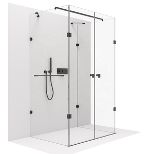 Cabina <span class=keywords><strong>de</strong></span> <span class=keywords><strong>ducha</strong></span> sin marco montada en el <span class=keywords><strong>plato</strong></span> <span class=keywords><strong>de</strong></span> <span class=keywords><strong>ducha</strong></span> o suelo <span class=keywords><strong>con</strong></span> soportes y bisagras - Product Image 3