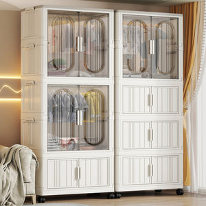 Casa due porte vestiti per bambini in plastica pieghevole appendiabiti Multi-strato armadio armadio pieghevole - Product Image 1