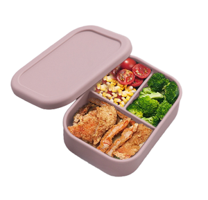 3 Compartment Silicone Bento <b>Lunch</b> <b>Box</b> Container,Leak-Proof Salad Bento <b>Box</b> for Adult, Microwave Safe - Product Image 2