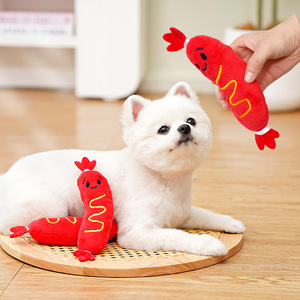 Pet Squeak <b>Plush</b> Toy Hot Dog Shape M Size Indoor Use Sound Making Dog <b>Cat</b> Toy - Product Image 2