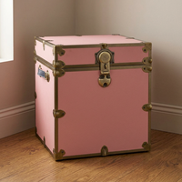 Coffre de rangement vintage rose en forme de cube |   Boîte de rangement métallique robuste pour camping avec quincaillerie en laiton |   Commode de rangement décorative pour chambre à coucher