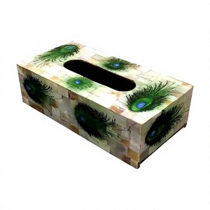 Boîte à mouchoirs artisanale et incrustée de nacre, motifs floraux, fabriquée à la main pour une utilisation décorative haut de gamme dans les maisons et les hôtels - Product Image 1