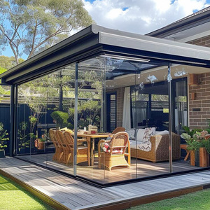 Pérgola Motorizada de Vidrio Personalizada de Fábrica, Cubierta Impermeable para Patio Exterior de Villa, Techo de Láminas Ajustables, Gazebo con Persianas - Product Image 2