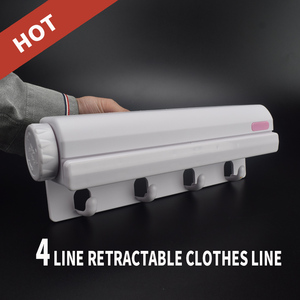 Sèche-<span class=keywords><strong>linge</strong></span> <span class=keywords><strong>mural</strong></span> rétractable moderne <span class=keywords><strong>à</strong></span> une seule ligne en aluminium ABS, 4 lignes, résistant au vent, multifonctionnel - Product Image 2