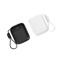 Power Bank Custom 10000mAh 22.5W PD Pengisian Cepat dengan Layar Digital LED, Casing ABS+PC, Kabel Terintegrasi