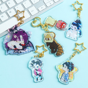 Factory Wholesale Cute Cartoon Plastic Charms Gift Keyring Custom Design Shape Charm Pendant Key Ring for School Bag