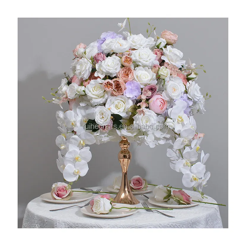 Bola de flores hecha a mano, arreglo de flores, pasillo de boda, Bola de flores moradas para boda, cumpleaños, fiesta de bienvenida al bebé, evento