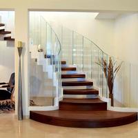 Premium geschwungene gerade Treppe mit Massivholzstufen, entworfen für Villen, Hotels, Hallen.