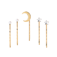 Ensemble d'épingles à cheveux en strass étoile, lune et papillon, épingles à cheveux perlées imitation perle, accessoires de coiffure de mariage pour femmes