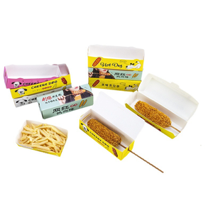 Biodegradable Kraft Paper Cardboard Hot Dog Corn Dog Snack Box With Lid