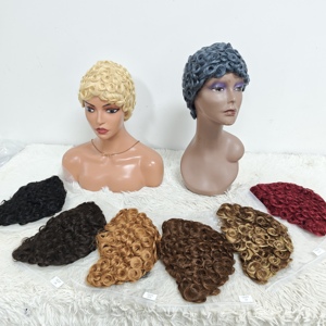 Promotion $7 Loose Short Pixie Cut <b>Wigs</b> 100% Human Hair <b>Wigs</b> Non <b>Lace</b> Machined Made Curly Short Cut <b>Wigs</b> Wholesale Available - Product Image 1