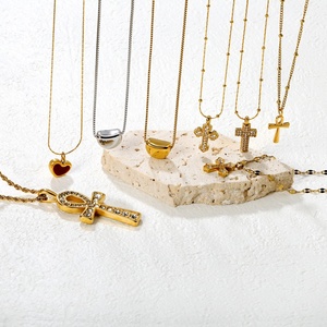 Collar de Cadena de Acero Inoxidable Chapado en Oro PVD de 18K, Estilo Hip Hop Punk, con Colgante de Corazón y Cruz, Joyería para Mujer, Collar con Colgante de Circonio de Moda - Product Image 6