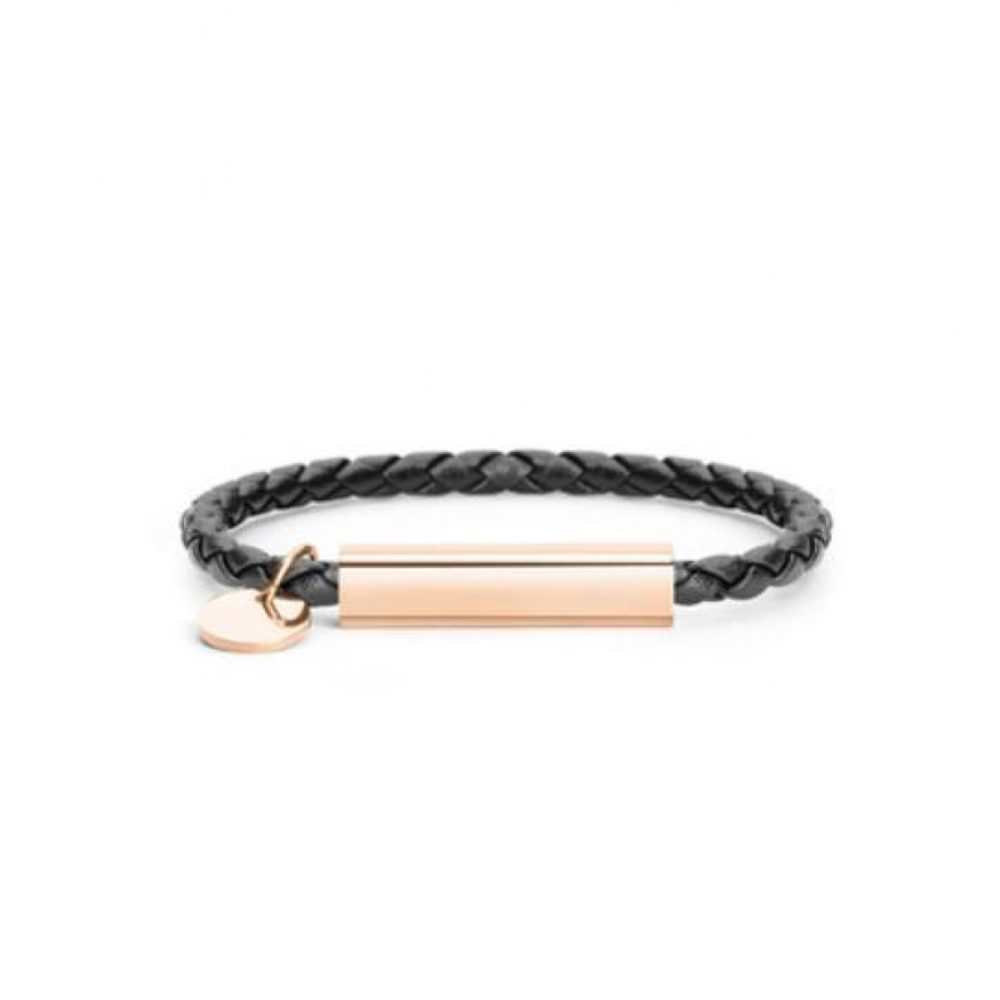 Barra in oro rosa + pelle nera