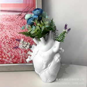 Heart Shape Resin <b>Vase</b> White <b>Small</b> Size Modern Home Desktop Decoration Valentine'S Day Gift Ornament - Product Image 2
