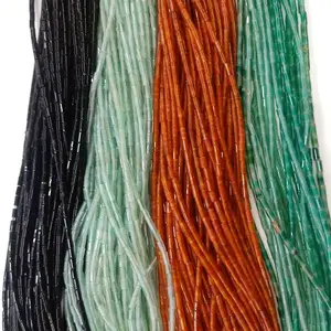 Pierres précieuses naturelles, colonne rectangulaire de haute qualité, 2x4MM, perles amples, Tube d'énergie, puissance de guérison, pour bricolage de Bracelets, boucles d'oreilles, fabrication de bijoux - Product Image 1