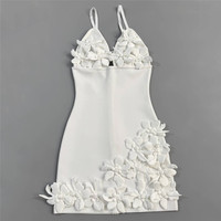 Mini robe bandage florale pour femme, élégante, col en V, taille haute, sans manches, coupe ajustée, courte, pour cocktail et soirée