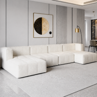 Canapé modulaire sectionnel Rice, convertible en forme de U, en tissu, assise profonde, pour salon