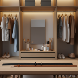 Cintura in similpelle goffrata H PU, larghezza 3,3 cm, accessorio moda per donna e uomo - Product Image 2