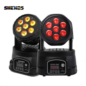 Shehds <span class=keywords><strong>Lyre</strong></span> <span class=keywords><strong>Wash</strong></span> 7x18W RGBWA UV 6in1 LED Par Dj Light Mini Tête Mobile - Product Image 2