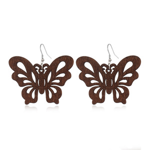 Boucles d'oreilles en bois Musesure, <span class=keywords><strong>best</strong></span>-<span class=keywords><strong>seller</strong></span>, style européen et américain, géométriques, creuses, faites à la main, légères - Product Image 6