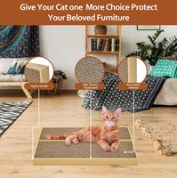 Tapis à gratter pour chat en carton ondulé écologique, anti-déchirure, avec lit pour chat