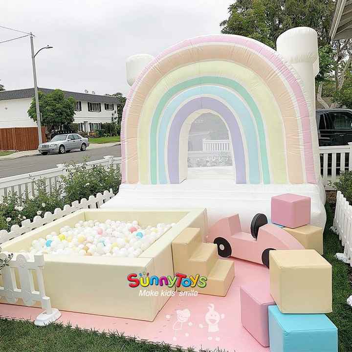 Rainbow Pastel Bounce House Inflatable Bouncer Wedding Party Hire ...