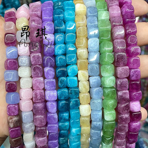 <span class=keywords><strong>Pierre</strong></span> naturelle 8mm couleur calcédoine Cube perles en vrac bijoux à bricoler soi-même Bracelet voiture sac suspendus accessoires en gros - Product Image 1