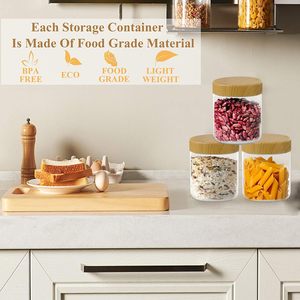 Wholesale 250ml Wide Mouth Transparent PET Plastic Storage <b>Jars</b> Natural Bamboo Screw Lids Kitchen Snack Nuts Spice Body Butter - Product Image 2