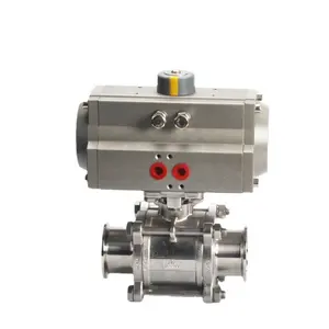 2 Inch Rapidly Shut-off Hygienic grade 304 Stainless Steel 3 pcs weld extended Clamp pneumatic Ball Valve