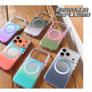 Funda Magnética para Teléfono con Diseño de Arcoíris IMD Neon para iPhone 17 16 15 Pro Max, con Degradado de Girasol Dorado, Cubierta Trasera Láser para Chicas - Product Image 2