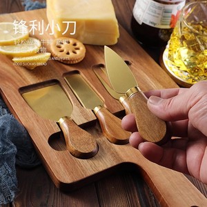 سكين ذهبي اللون أكاسيا مع مقبض لوح تشاركوتري مستطيل لتقديم لحم وخبز البيتزا طبق جبن - Product Image 5