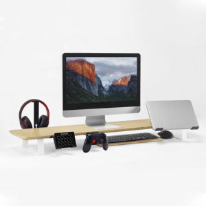SAMDI Supporto <span class=keywords><strong>per</strong></span> Monitor in Legno di Noce Personalizzato, Rialzo Doppio Portatile <span class=keywords><strong>per</strong></span> Scrivania, Ufficio Domestico, Soggiorno - Product Image 2