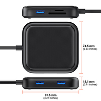 Offre Spéciale : Hub Multiport 5-en-1 Double Tête 5 Gbit/s USB 3.0 avec Lecteur de Cartes USB-A, USB-C, SD et Micro SD pour Ordinateur Portable