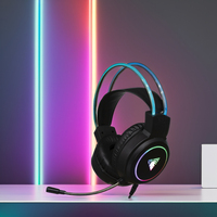 Headset Gaming Over-Ear Double Headband dengan Lampu Logo, Stereo, Kabel, untuk Gamer