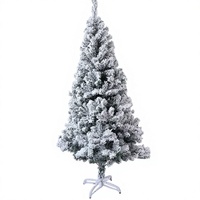 Sapin de Noël artificiel floqué pré-éclairé sur pied avec ensemble de décorations pour la maison et les fêtes en intérieur