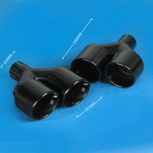 Embout d'échappement en titane noir de 4 pouces, forme en Y, bord roulé, acier inoxydable, double sortie, embout de silencieux universel, tuyau d'échappement - Product Image 2
