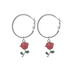 wholesale rose shaped women cheap wholesale drop earrings rose stud