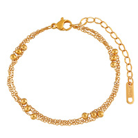 Bracelet à maillons triple couche en acier inoxydable CELES, bijoux minimalistes, plaqué or 18 carats, bracelet à perles pour filles
