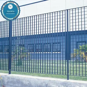 Construção de materiais de construção painel da cerca do jardim ao ar livre decorativa/industrial barra chata de aço soldado mesh muro gradeado