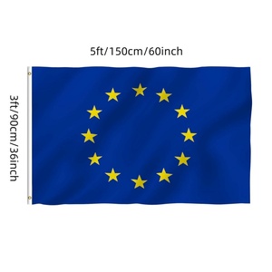 En Stock 3x5 Unión <span class=keywords><strong>Europea</strong></span> azul amarillo mundo diferentes tipos Bandera de País Euro Eu con logotipo personalizado impresión impermeable - Product Image 6