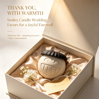 Bougie parfumée de mariage faite à la main en béton avec visage souriant, pot en cire de soja, souvenir festif unique pour les cadeaux des invités de mariage