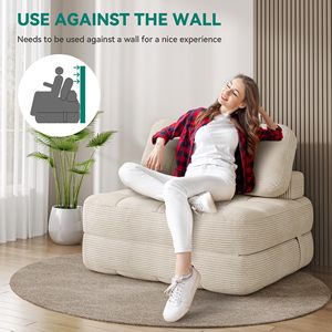 Cina appartamento minimalista Home Cinema soffice ufficio piccolo facile cura bouclé compatto divano letto singolo poltrona confezionata sottovuoto - Product Image 3