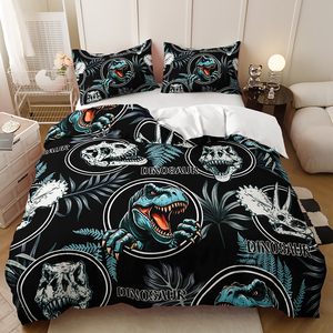 Dinosaurio Jurásico 3D Impresión digital Tela de poliéster Niños Adolescente Dormitorio Juego de cama Bully Juego de funda Nórdica - Product Image 1